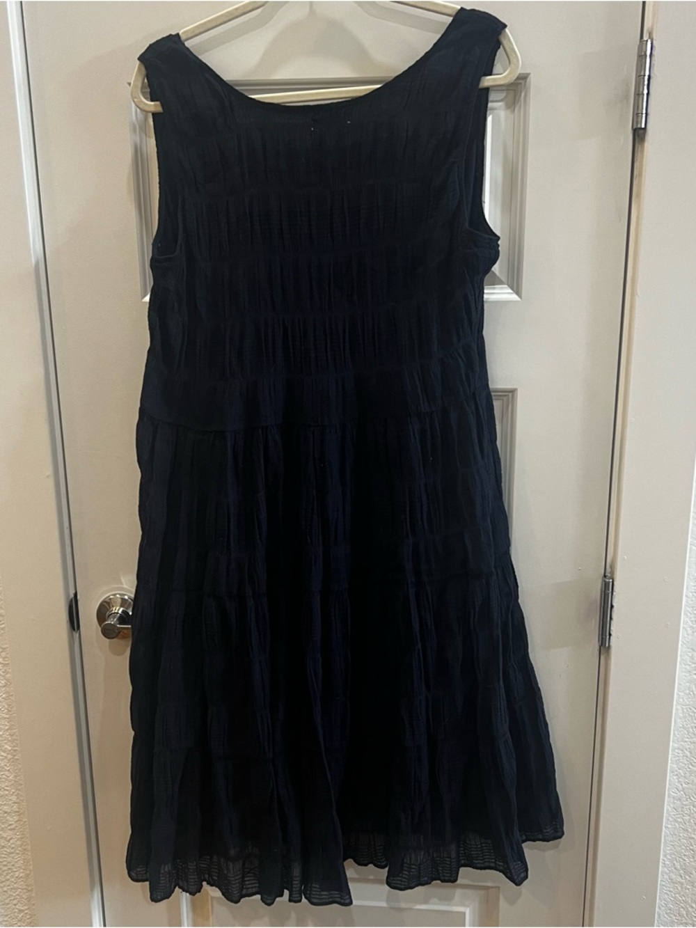 Max Studio (Nordstrom) Navy Sleeveless Ruched Cotton Tiered Mini Dress - Navy - Picture 3 of 5